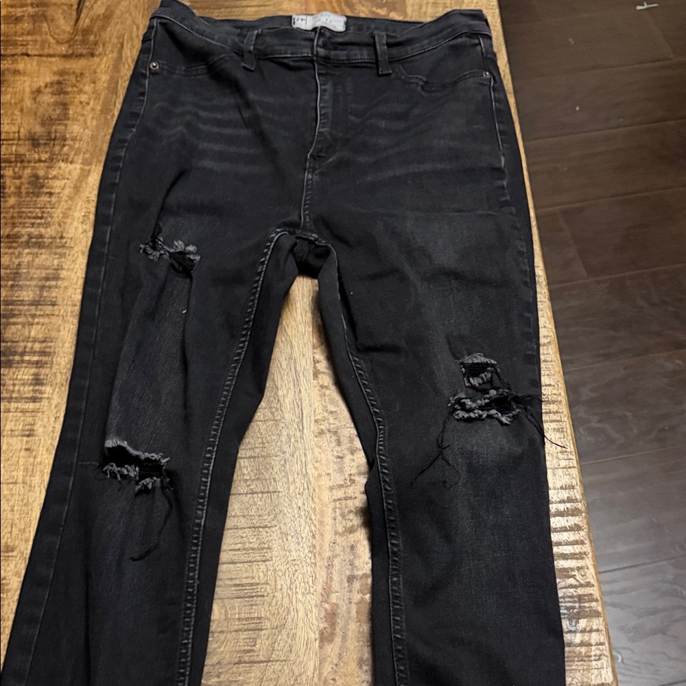 Free People Black Distressed Skinny Jeans